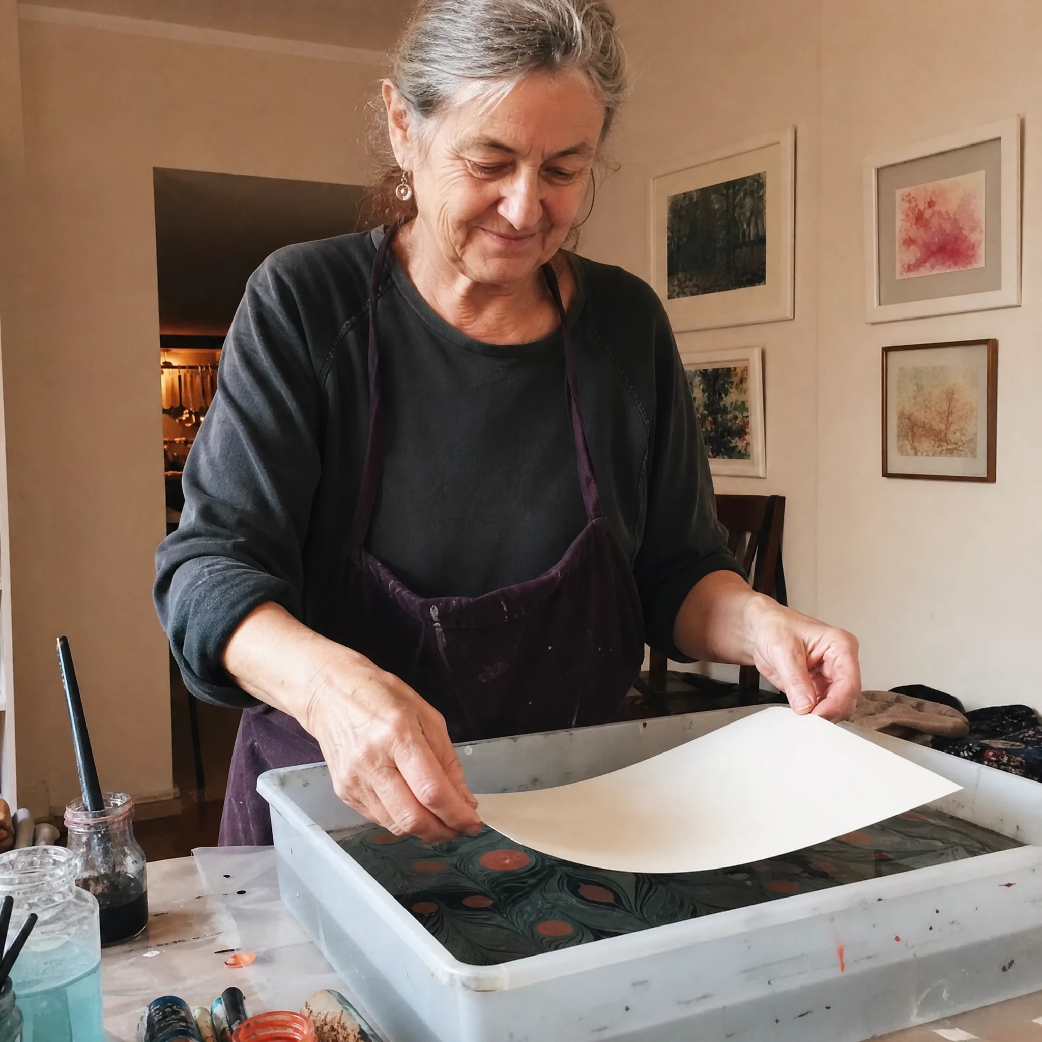 Karen M. with her finished Japanese art